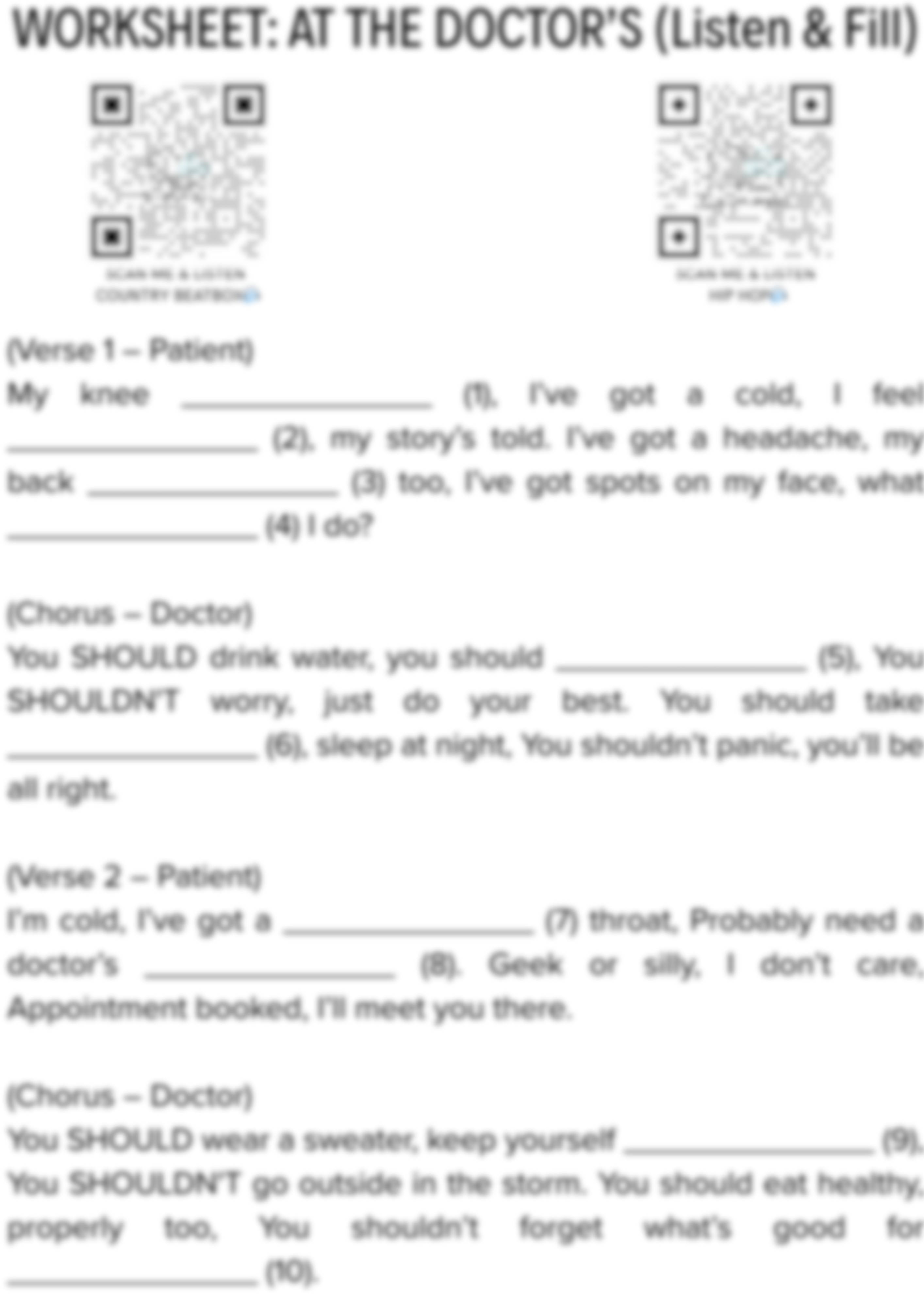 GRAMMAR BEATS: At The Doctor's (Hotová lekce angličtiny pro 2. stupeň)