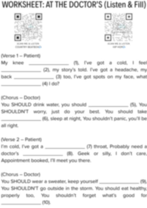 GRAMMAR BEATS: At The Doctor's (Hotová lekce angličtiny pro 2. stupeň)