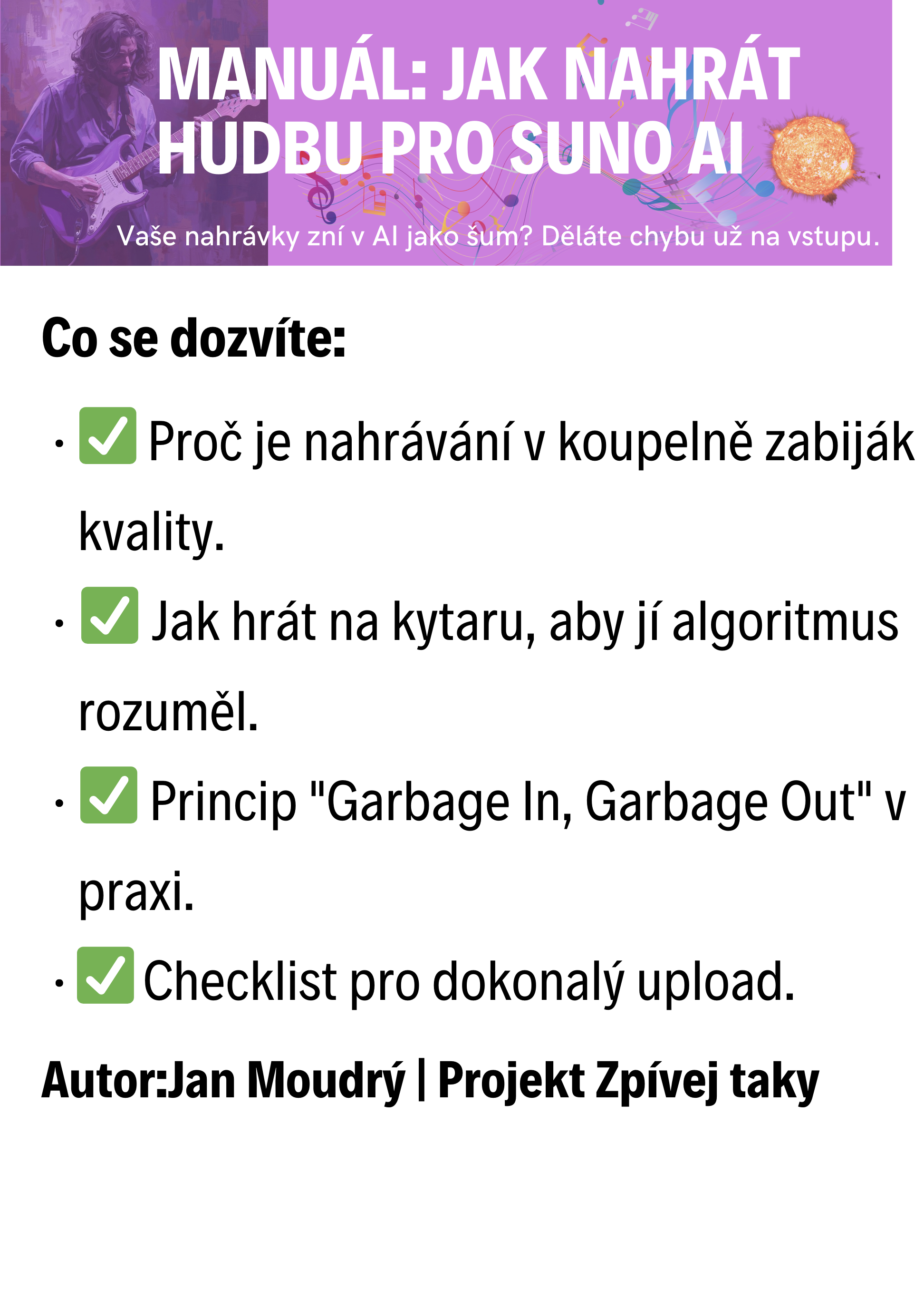 MANUÁL: Jak nahrát hudbu pro Suno AI (Aby to neznělo jako šum)